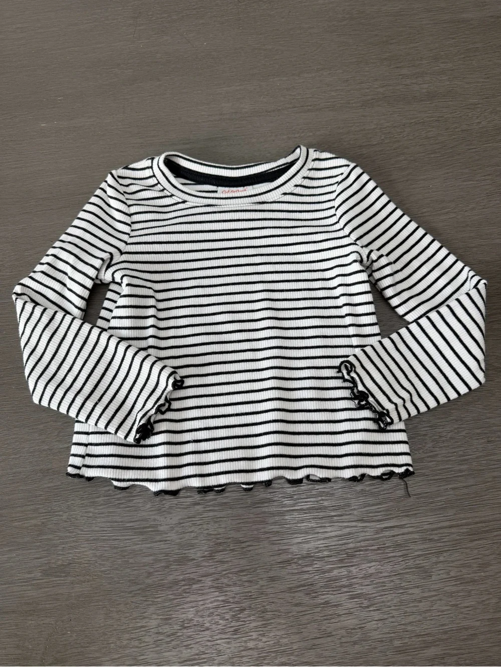 Cat & Jack Black & White Striped Ribbed Long-Sleeve Top